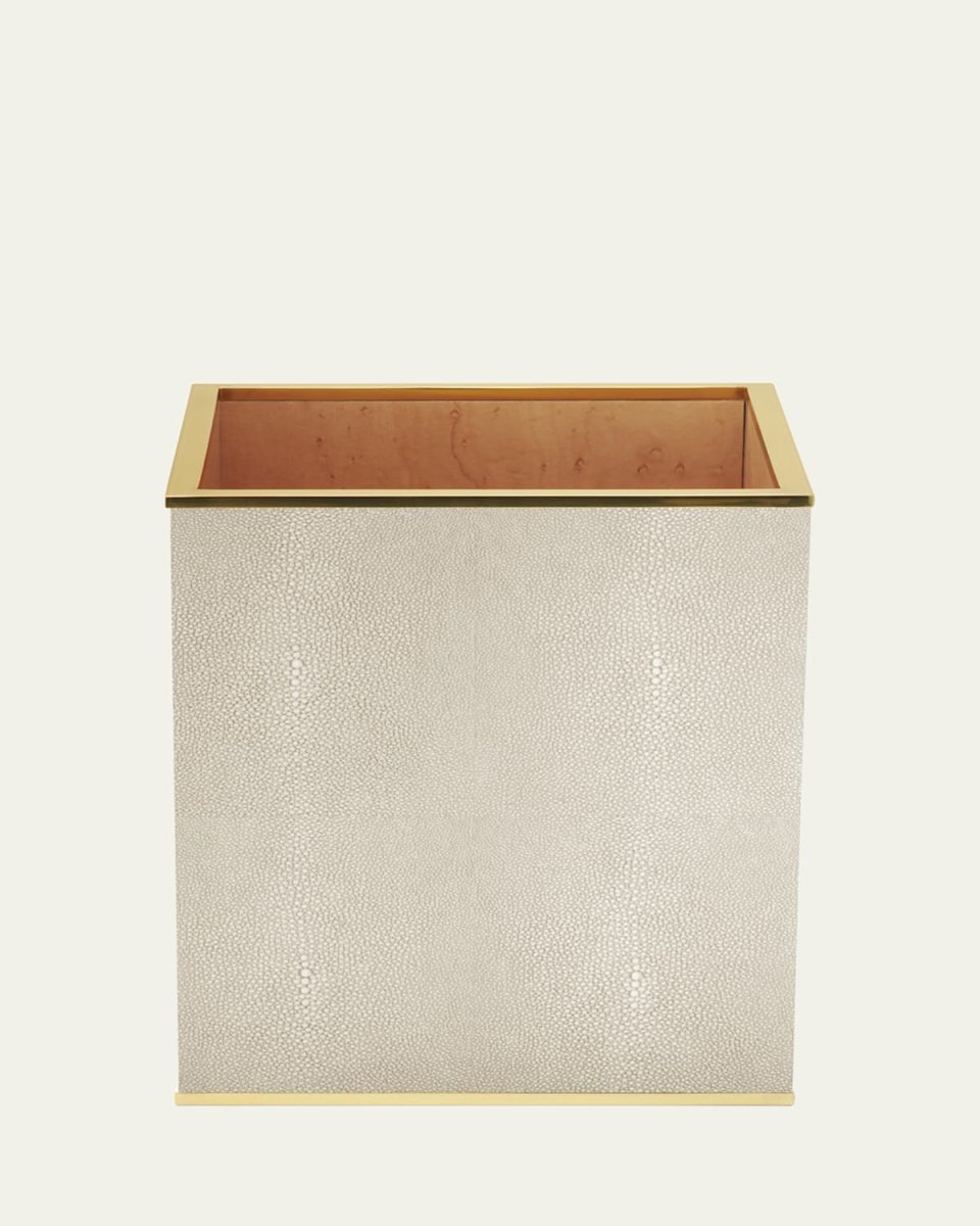 Classic Faux Shagreen Wastebasket